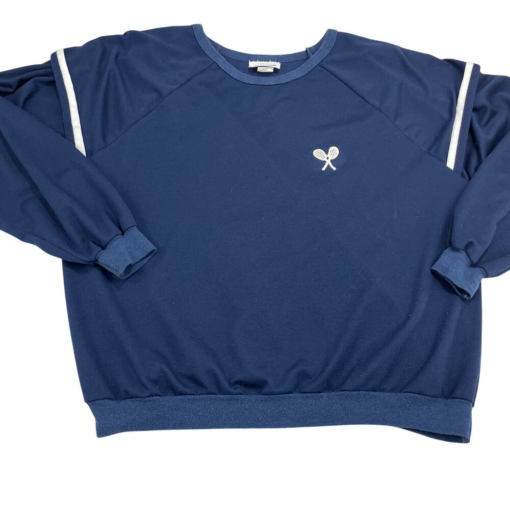 VTG 80s Tara New York, Navy Blue Tennis Long Sleeve Shirt, Size 3X, Made in USA